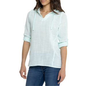 NEW North River Roll-Tab Sleeve Hooded Shirt -100% cotton Long Sleeve Icymo166sn